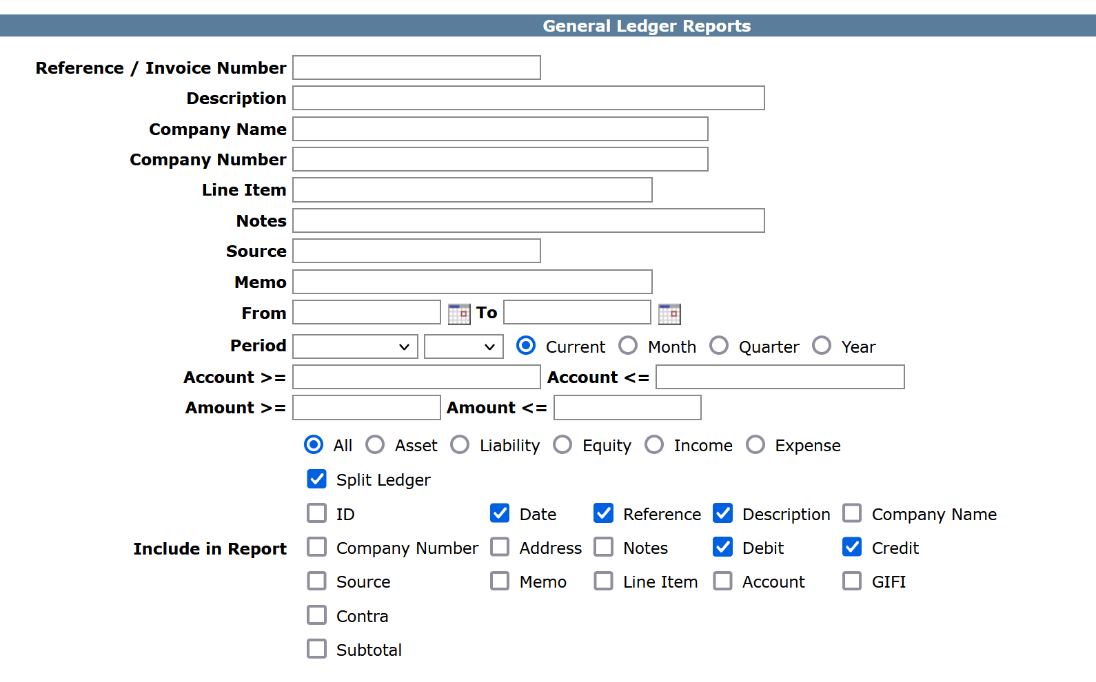 SQL-Ledger General Ledger Reports